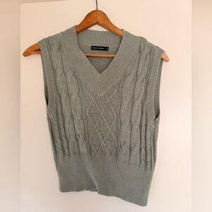 Women’s blue/grey cable knit sweater vest